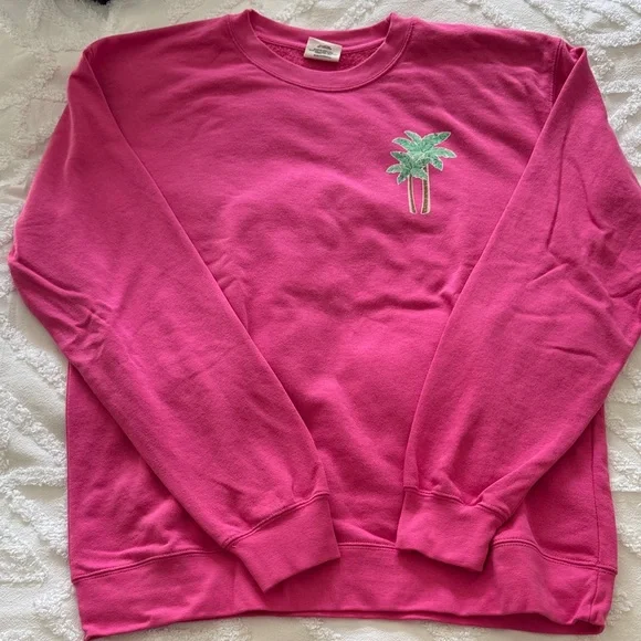 Pink Palm Tree Sweatshirt - Picture 1 of 3